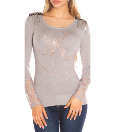 Koucla grey rivet chain knit