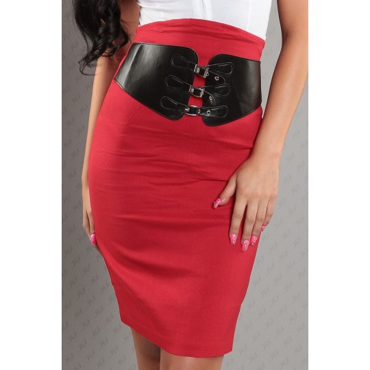 Red high-waisted pencil...
