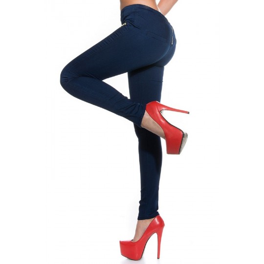 Blue high-waisted jeggings...