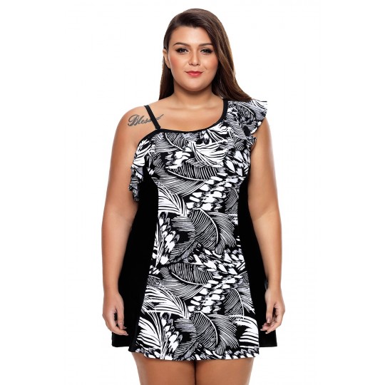 Black and white ruffled...