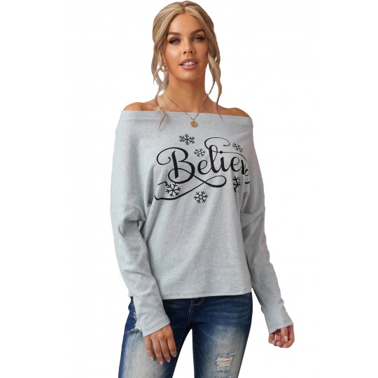 Grey Believe shirt with...