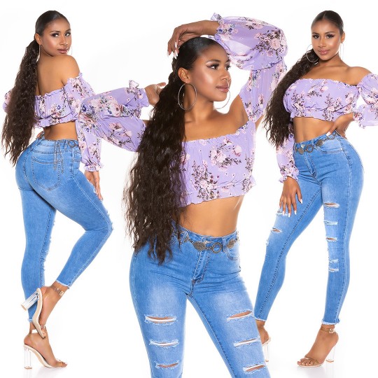 Lilac floral pattern Long...