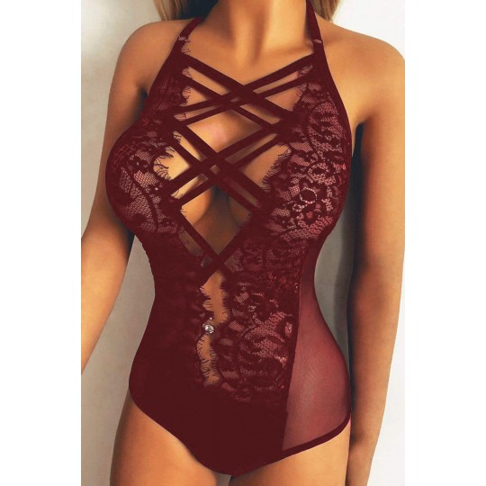 Burgundy lattice decorated...