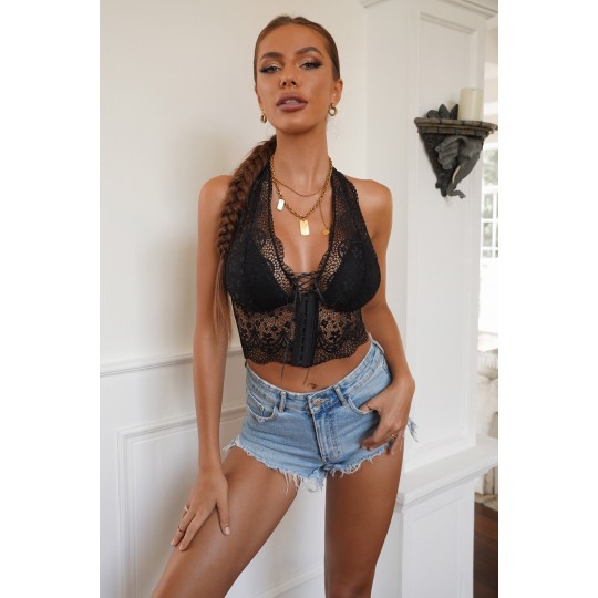 Black lace bralettet top...