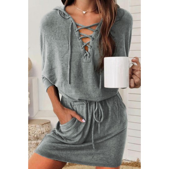 Grey nodder-breasted hoodie...