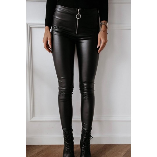 Black faux leather trousers...