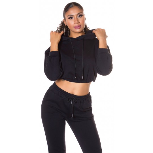 Koucla musta lyhyt huppari