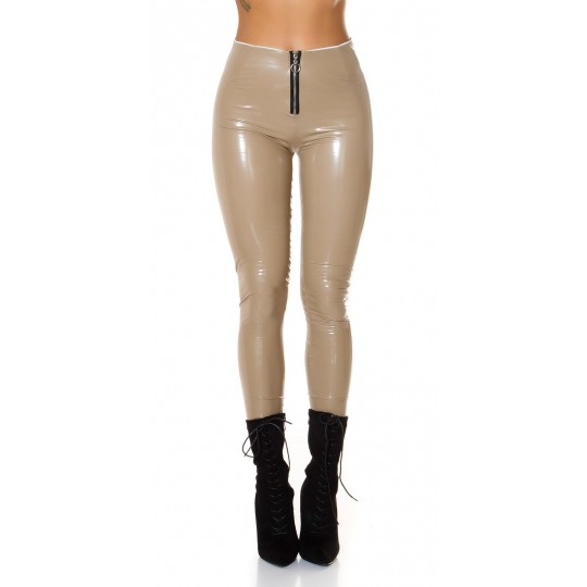 Beiget latex look pants...