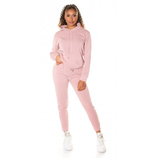 Rosa outfit set med hoodie