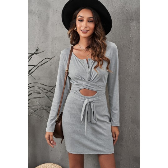 Grey long-sleeved cut out...