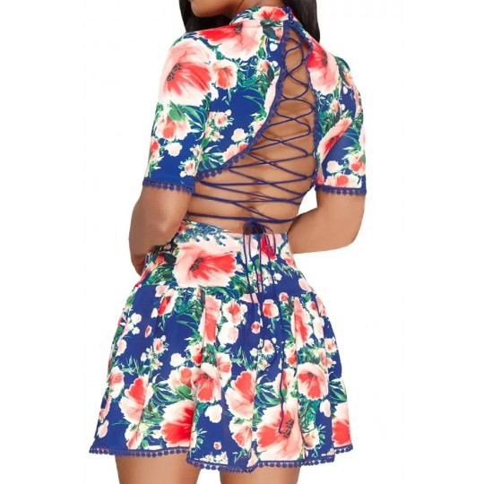 Sininen kukkakuvioinen...