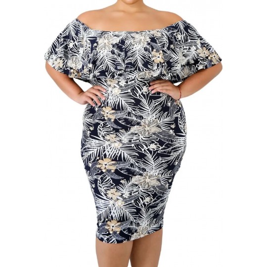 Floral pattern off-shoulder...