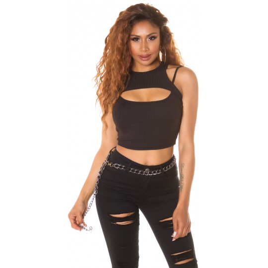 Black short ribbit top with...
