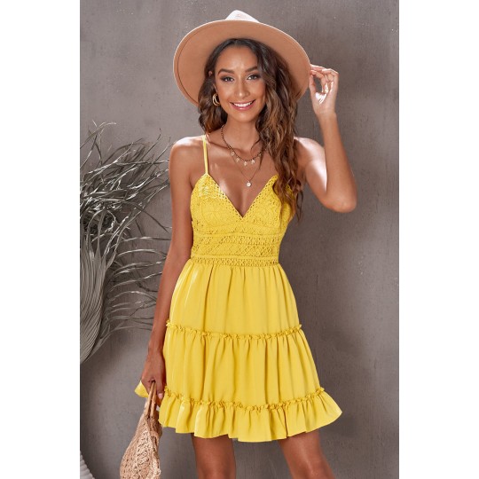 Yellow lace embroidered...