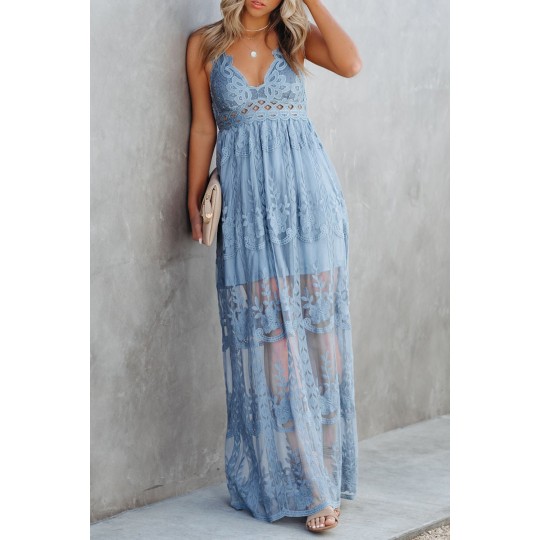 Light blue lace embroidered...