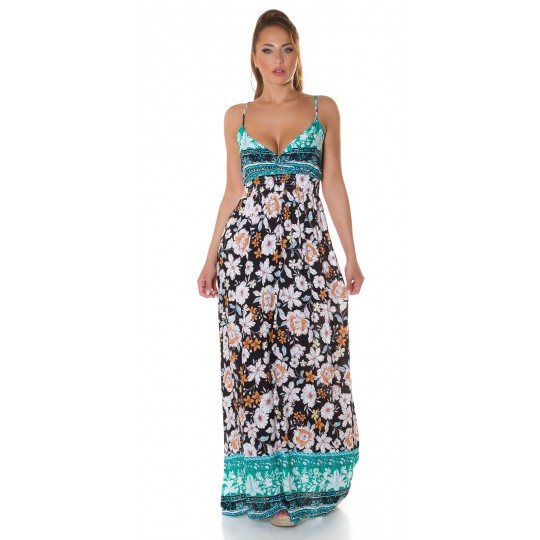 Black floral pattern boho...