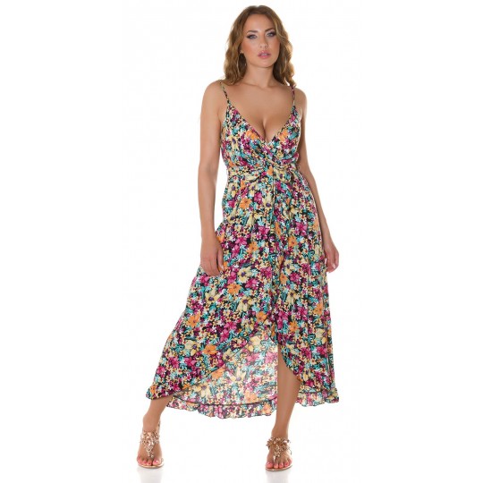 Black floral patterned high...