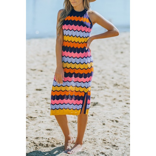 Colorful knitted beach dress