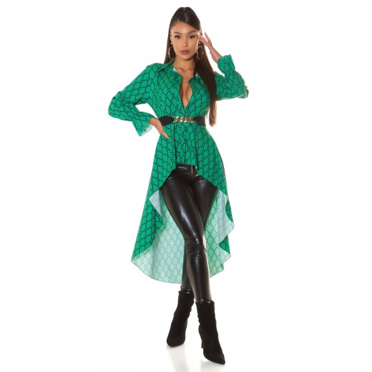 Grön-svart mönstrad hög låg...