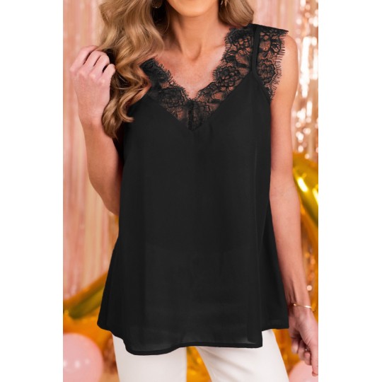 Black lace-trimmed top