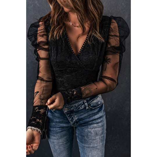 Musta mesh-puhvihihainen...