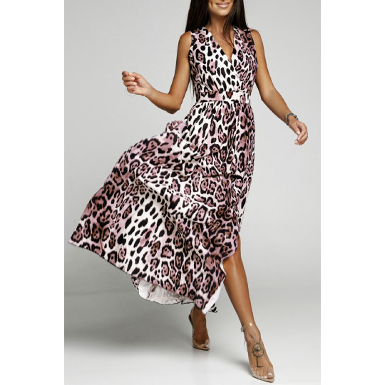 Leopard print v-maxi...