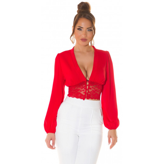 Koucla röd baggy ärmad kort...