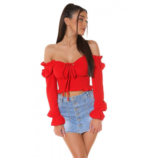 Koucla red ruffled-trimmed...