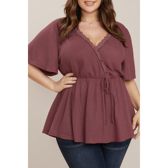 Brown-red short-sleeved...