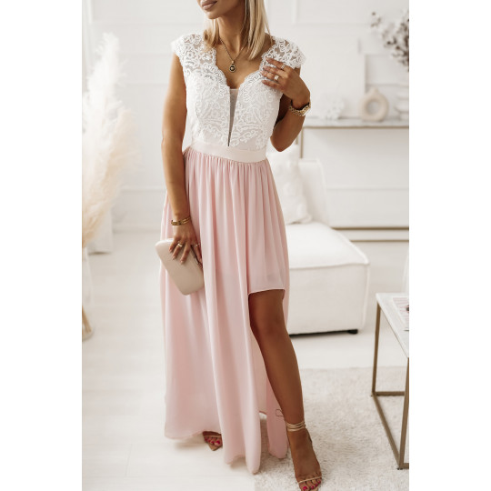 Apricot lace-trimmed long...