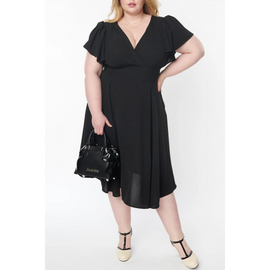 Black short-sleeved v-party...