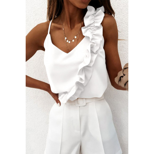White ruffled top