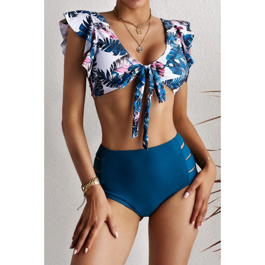 Mörkgrön lövmönster bikini...