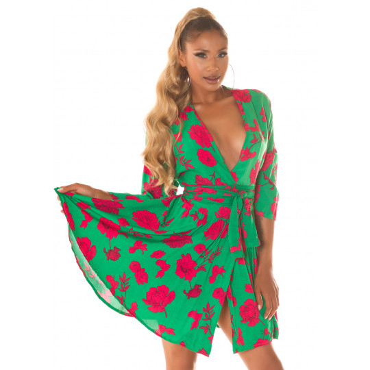 Grön-röd blommig mönster...