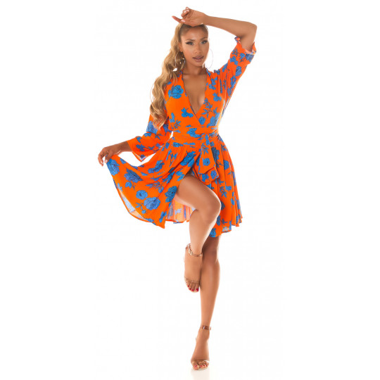 Orange-blue floral pattern...