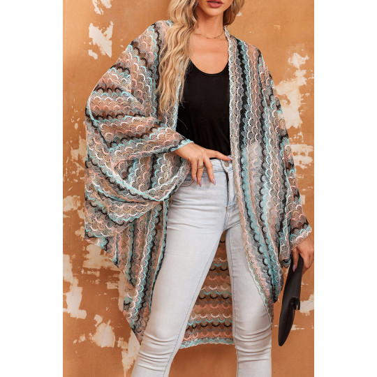 Flerfärgad bredärmad kimono