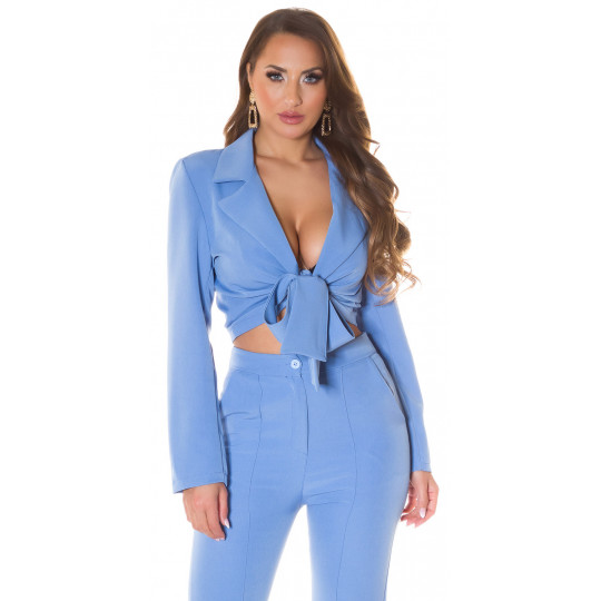 Light blue tie short blazer