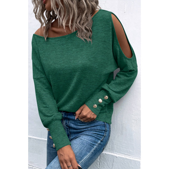 Green long-sleeved shirt...