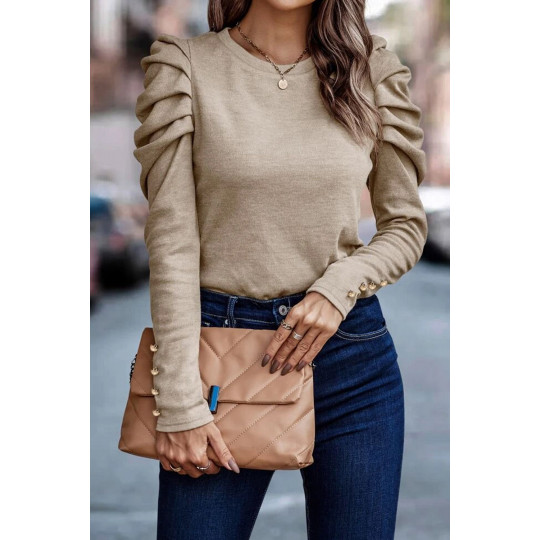 Khaki long-sleeved shirt...