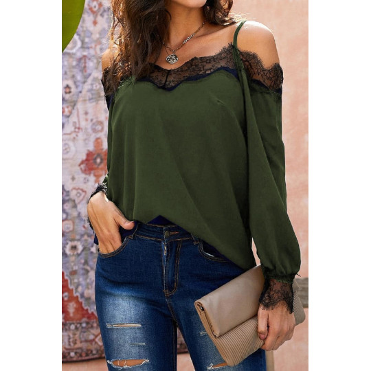 Green lace blouse with...