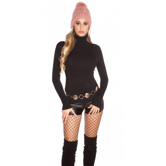 Black basic polo knit