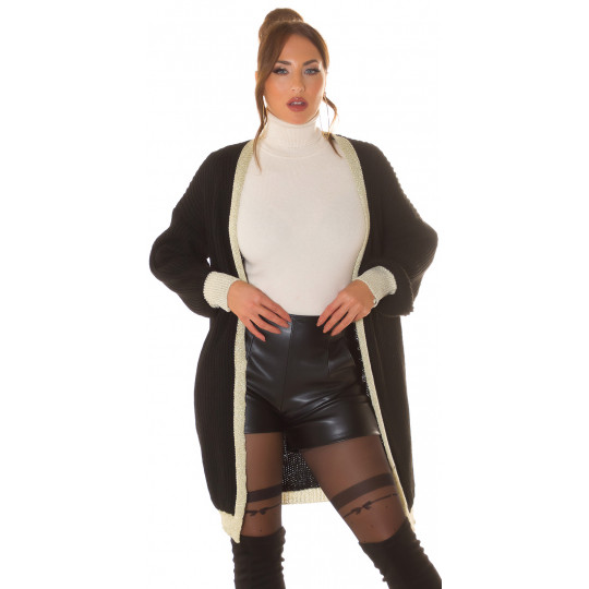 Black oversized long wool...