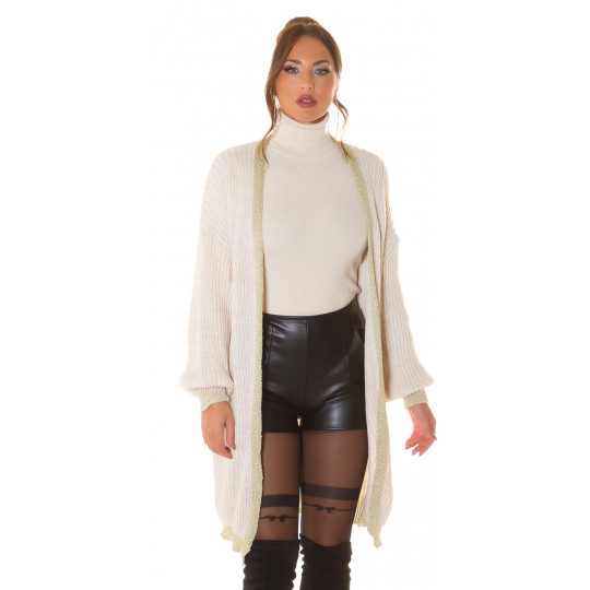 Beige oversized long woolen...