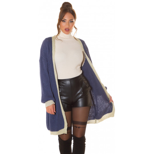 Blå oversized lång ullkappa...