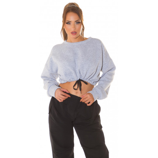 Gray crop sweatshirt with...