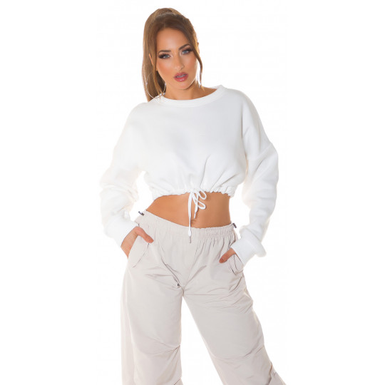 White crop sweatshirt with...