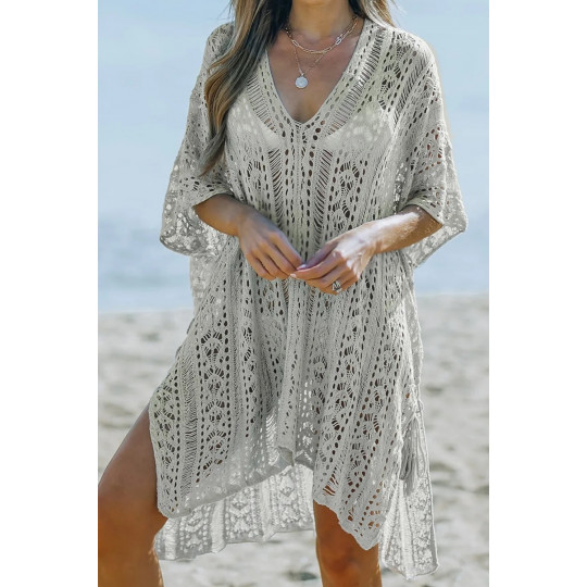 Harmaa virkattu ranta-asu