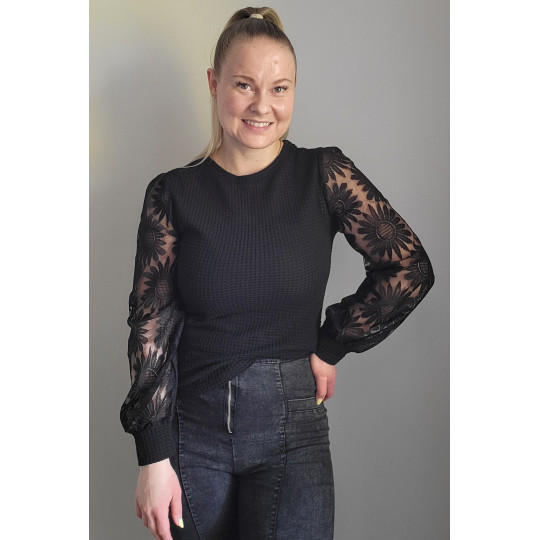 Svart våffelskjorta med...