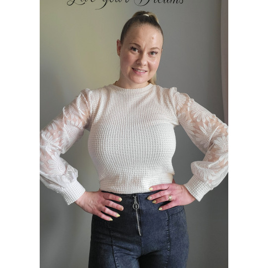 Beige våffelskjorta med...