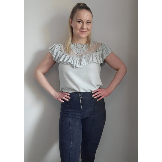 Green short-sleeved...